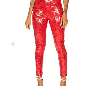 NWT Tipsy Elves Red Sequin High Waisted Leggings Women's Size large